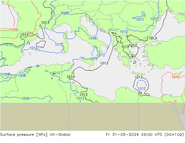 приземное давление UK-Global пт 31.05.2024 06 UTC