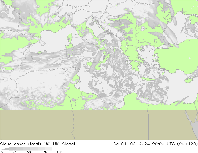 Cloud cover (total) UK-Global Sa 01.06.2024 00 UTC