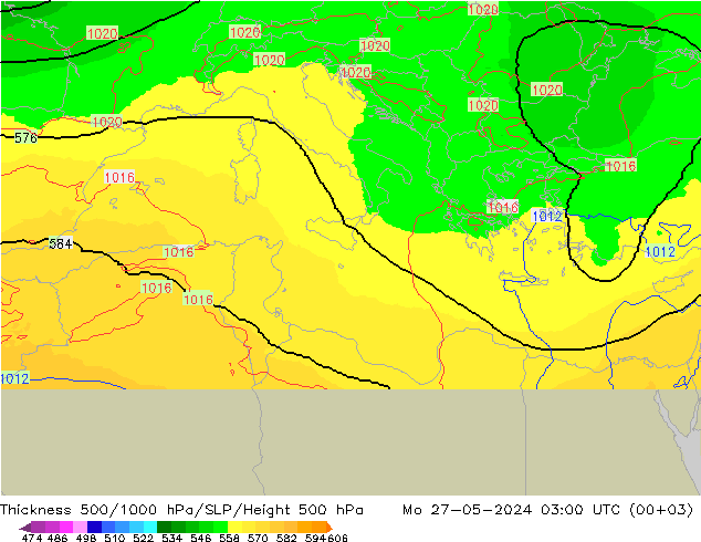 Thck 500-1000hPa UK-Global Mo 27.05.2024 03 UTC