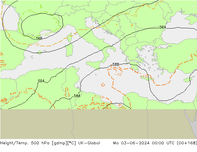 Height/Temp. 500 hPa UK-Global lun 03.06.2024 00 UTC