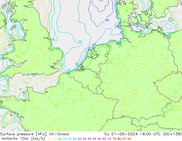 Isotachen (km/h) UK-Global za 01.06.2024 18 UTC