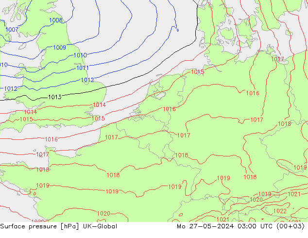 地面气压 UK-Global 星期一 27.05.2024 03 UTC