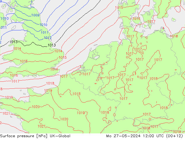 приземное давление UK-Global пн 27.05.2024 12 UTC