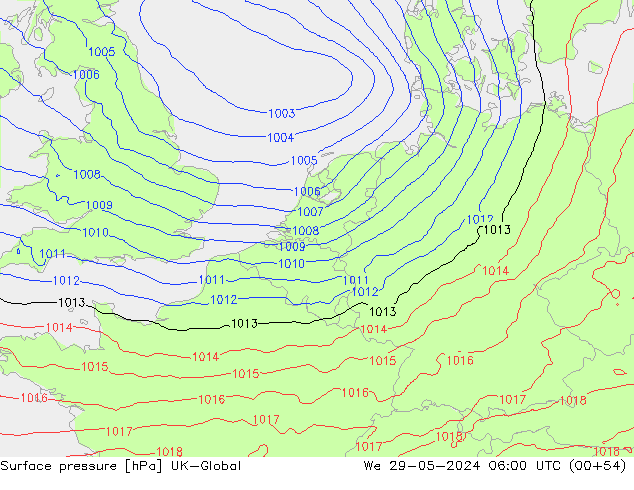 pression de l'air UK-Global mer 29.05.2024 06 UTC