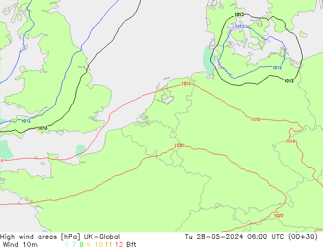 High wind areas UK-Global  28.05.2024 06 UTC