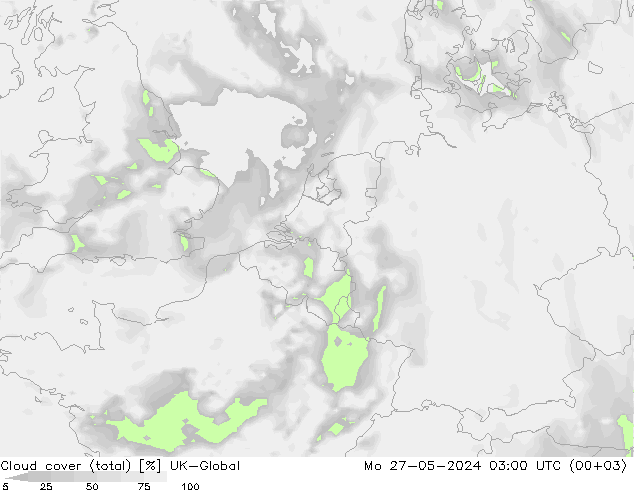 Wolken (gesamt) UK-Global Mo 27.05.2024 03 UTC