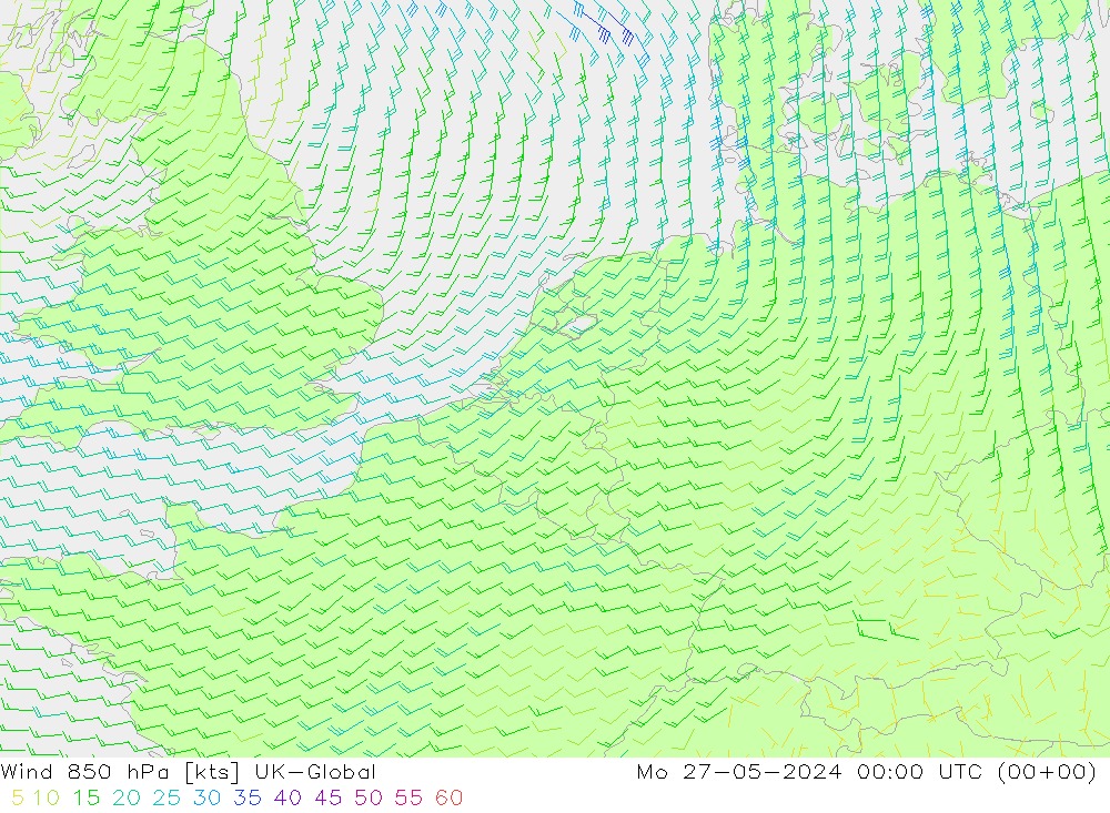 ветер 850 гПа UK-Global пн 27.05.2024 00 UTC