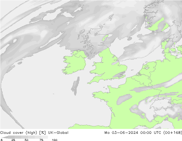 Cloud cover (high) UK-Global Mo 03.06.2024 00 UTC