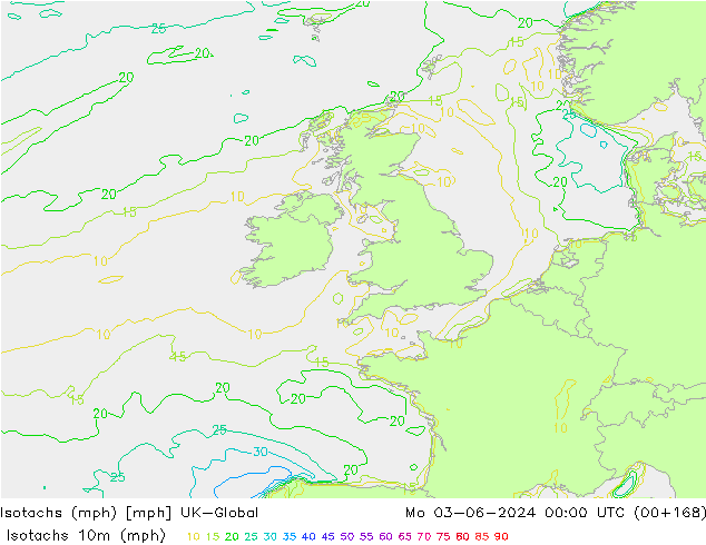 Isotachs (mph) UK-Global пн 03.06.2024 00 UTC