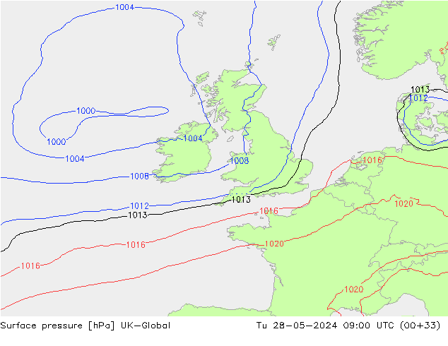 приземное давление UK-Global вт 28.05.2024 09 UTC