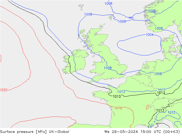 Atmosférický tlak UK-Global St 29.05.2024 15 UTC