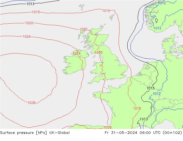 приземное давление UK-Global пт 31.05.2024 06 UTC