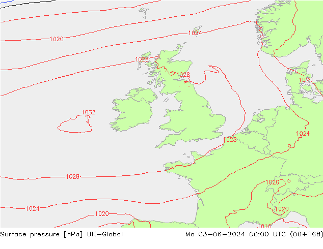 Surface pressure UK-Global Mo 03.06.2024 00 UTC