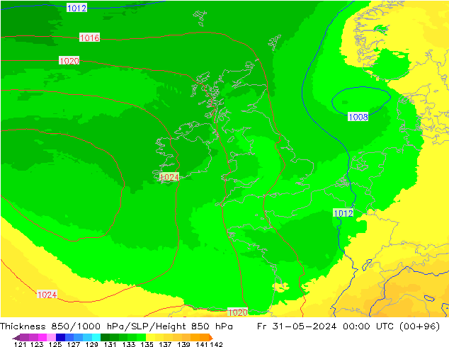 Thck 850-1000 hPa UK-Global Sex 31.05.2024 00 UTC