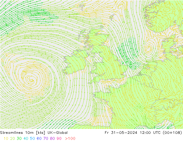 Streamlines 10m UK-Global Fr 31.05.2024 12 UTC