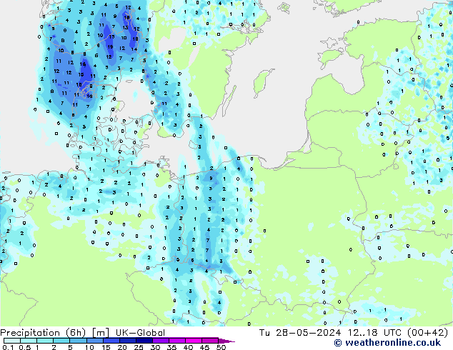 Yağış (6h) UK-Global Sa 28.05.2024 18 UTC