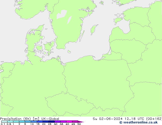 Precipitación (6h) UK-Global dom 02.06.2024 18 UTC