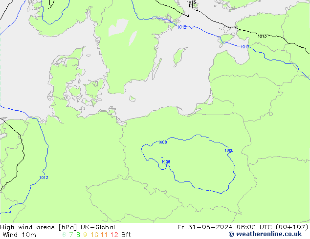 High wind areas UK-Global Fr 31.05.2024 06 UTC