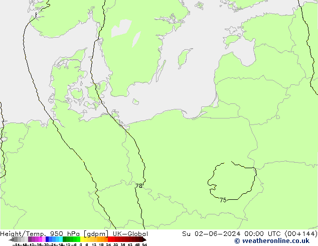 Height/Temp. 950 гПа UK-Global Вс 02.06.2024 00 UTC