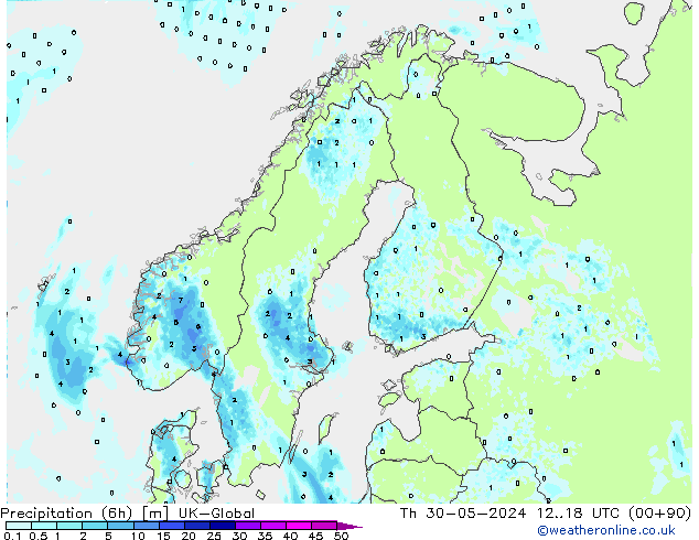 Yağış (6h) UK-Global Per 30.05.2024 18 UTC