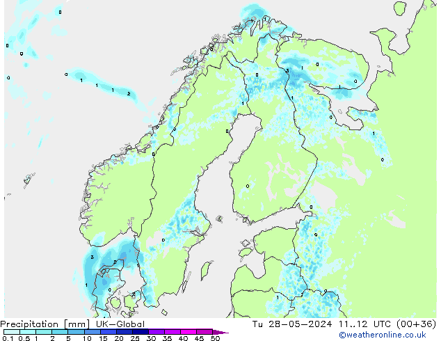 Precipitazione UK-Global mar 28.05.2024 12 UTC