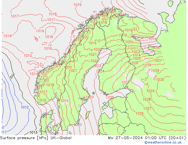 Luchtdruk (Grond) UK-Global ma 27.05.2024 01 UTC