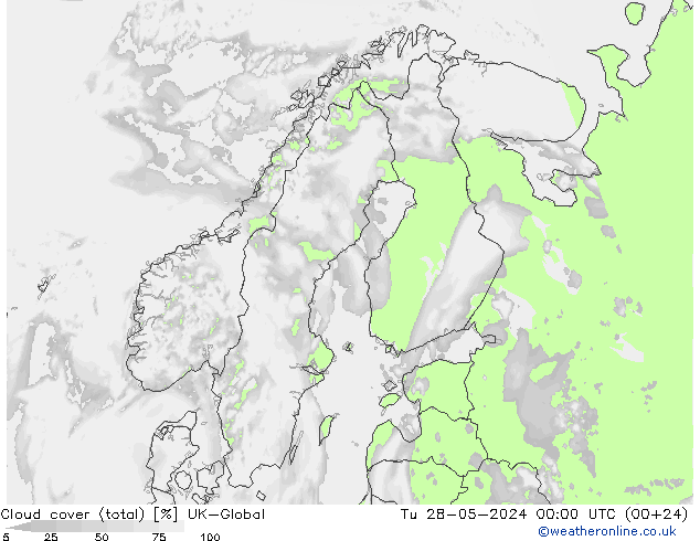 Wolken (gesamt) UK-Global Di 28.05.2024 00 UTC