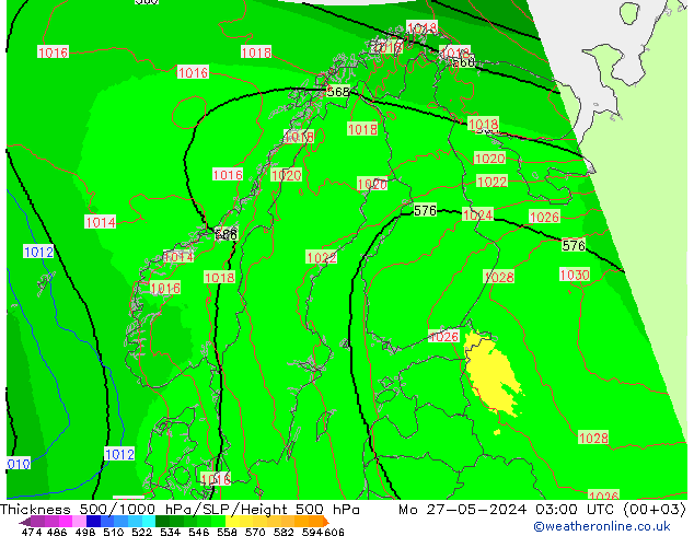 Thck 500-1000гПа UK-Global пн 27.05.2024 03 UTC