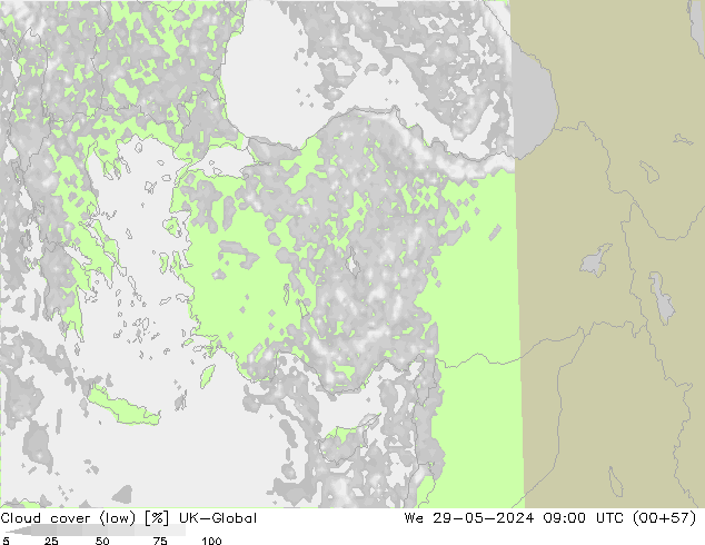 Nubes bajas UK-Global mié 29.05.2024 09 UTC