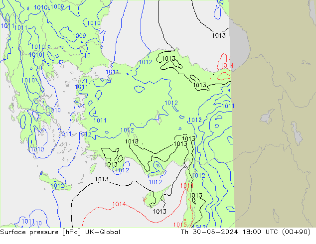 приземное давление UK-Global чт 30.05.2024 18 UTC