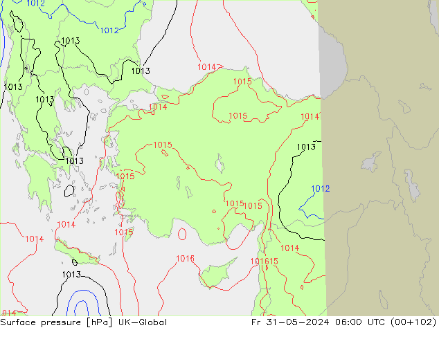 Surface pressure UK-Global Fr 31.05.2024 06 UTC