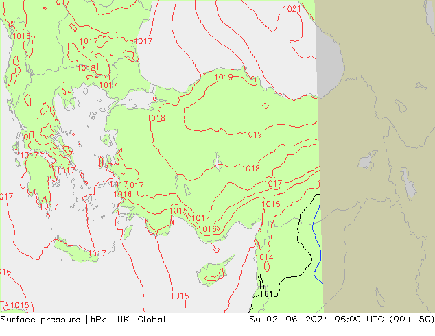 Surface pressure UK-Global Su 02.06.2024 06 UTC