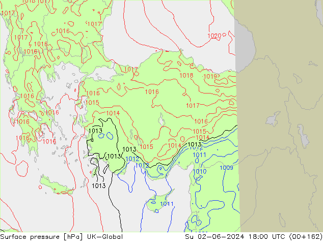 Surface pressure UK-Global Su 02.06.2024 18 UTC