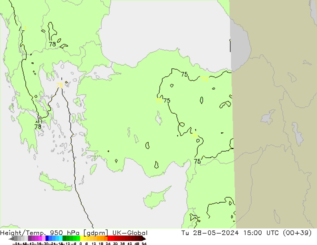 Height/Temp. 950 hPa UK-Global wto. 28.05.2024 15 UTC