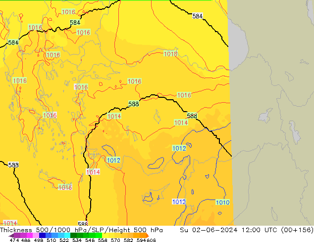 Thck 500-1000hPa UK-Global Su 02.06.2024 12 UTC