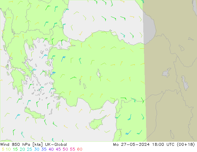 Wind 850 hPa UK-Global Mo 27.05.2024 18 UTC