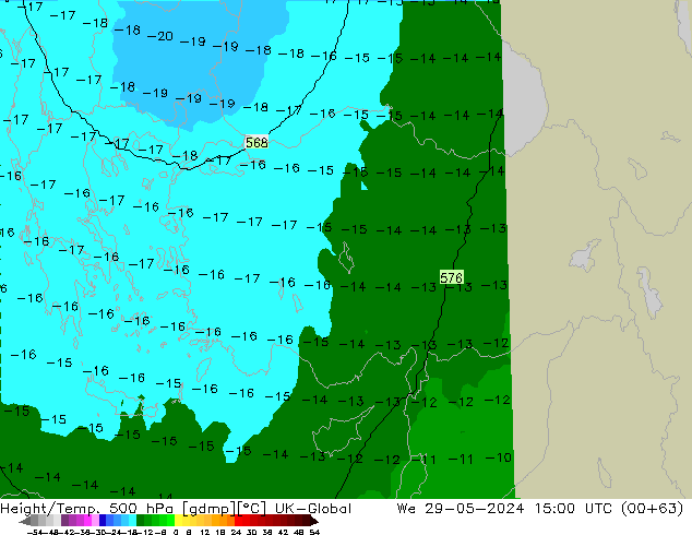 Height/Temp. 500 hPa UK-Global We 29.05.2024 15 UTC