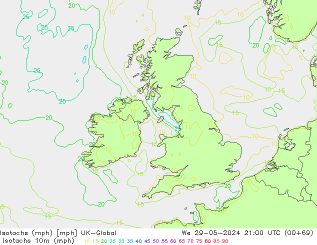 Isotachs (mph) UK-Global mer 29.05.2024 21 UTC