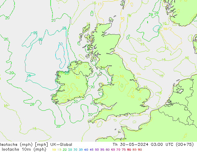 Isotachs (mph) UK-Global Th 30.05.2024 03 UTC