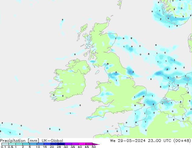 Neerslag UK-Global wo 29.05.2024 00 UTC