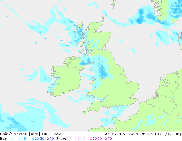 Rain/Snowfall UK-Global Po 27.05.2024 06 UTC