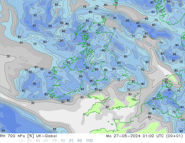 RH 700 hPa UK-Global Mo 27.05.2024 01 UTC