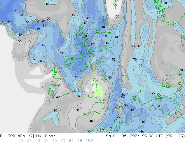 RH 700 hPa UK-Global Sáb 01.06.2024 00 UTC