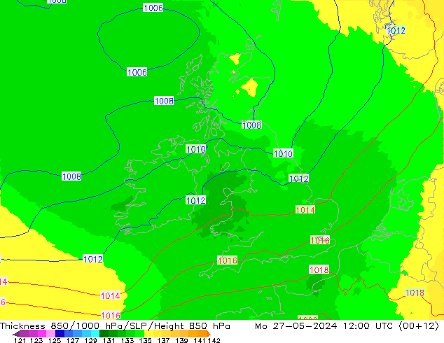 Thck 850-1000 гПа UK-Global пн 27.05.2024 12 UTC