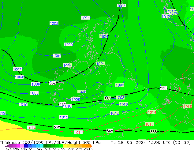 Thck 500-1000hPa UK-Global Út 28.05.2024 15 UTC