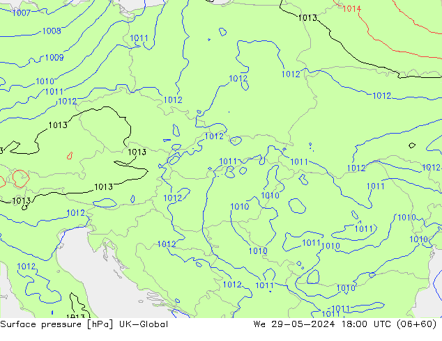 Surface pressure UK-Global We 29.05.2024 18 UTC