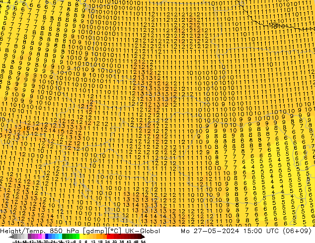 Height/Temp. 850 hPa UK-Global Po 27.05.2024 15 UTC