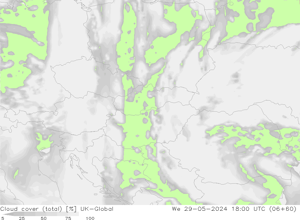 Nubes (total) UK-Global mié 29.05.2024 18 UTC