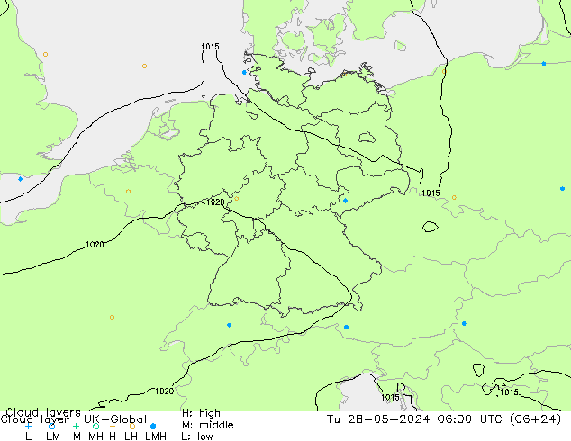 Cloud layer UK-Global Út 28.05.2024 06 UTC