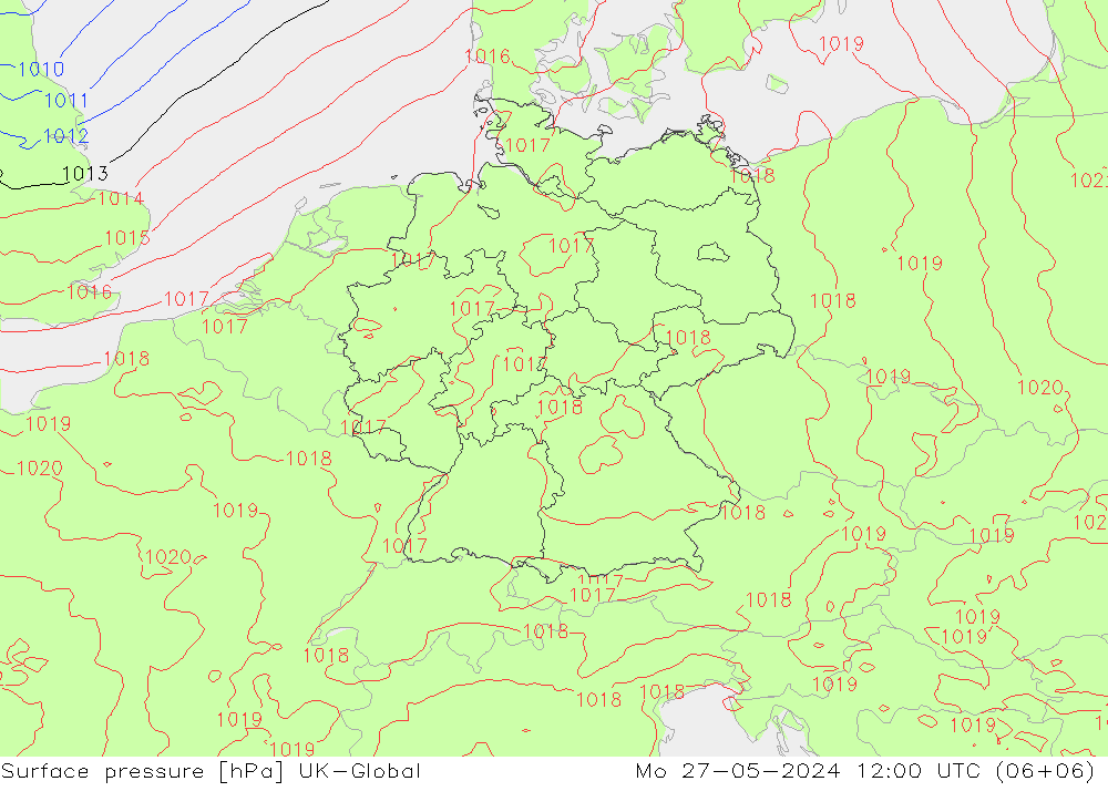 приземное давление UK-Global пн 27.05.2024 12 UTC